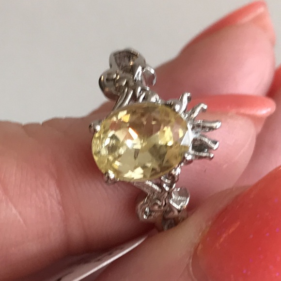 Citrine Jonquil Crystal Ring Sz 6 - Picture 5 of 10